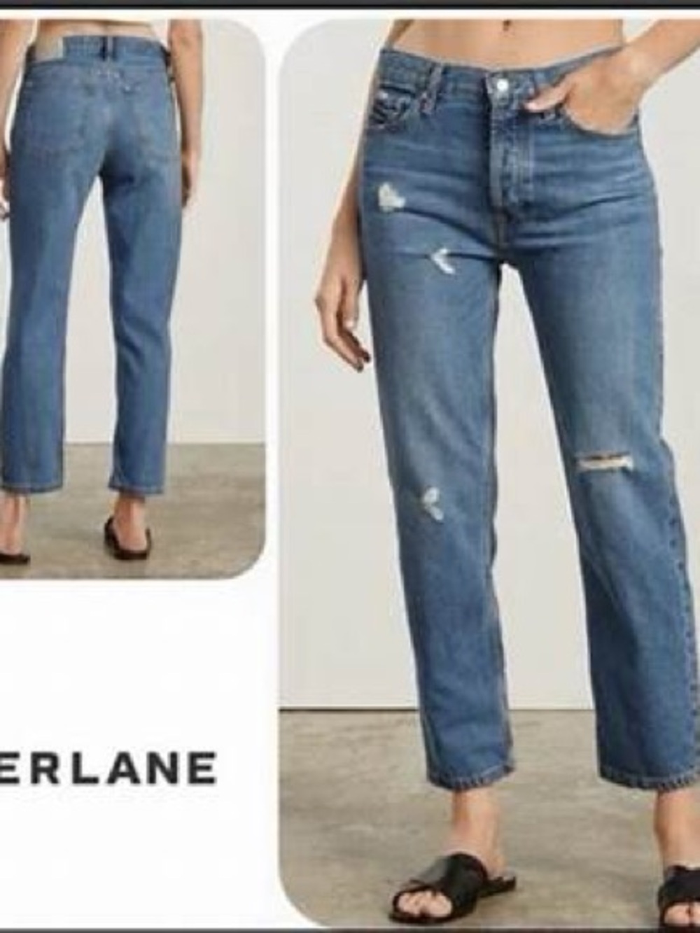 Everlane the summer slouch jeans midrise straight  distressing classic sz 25